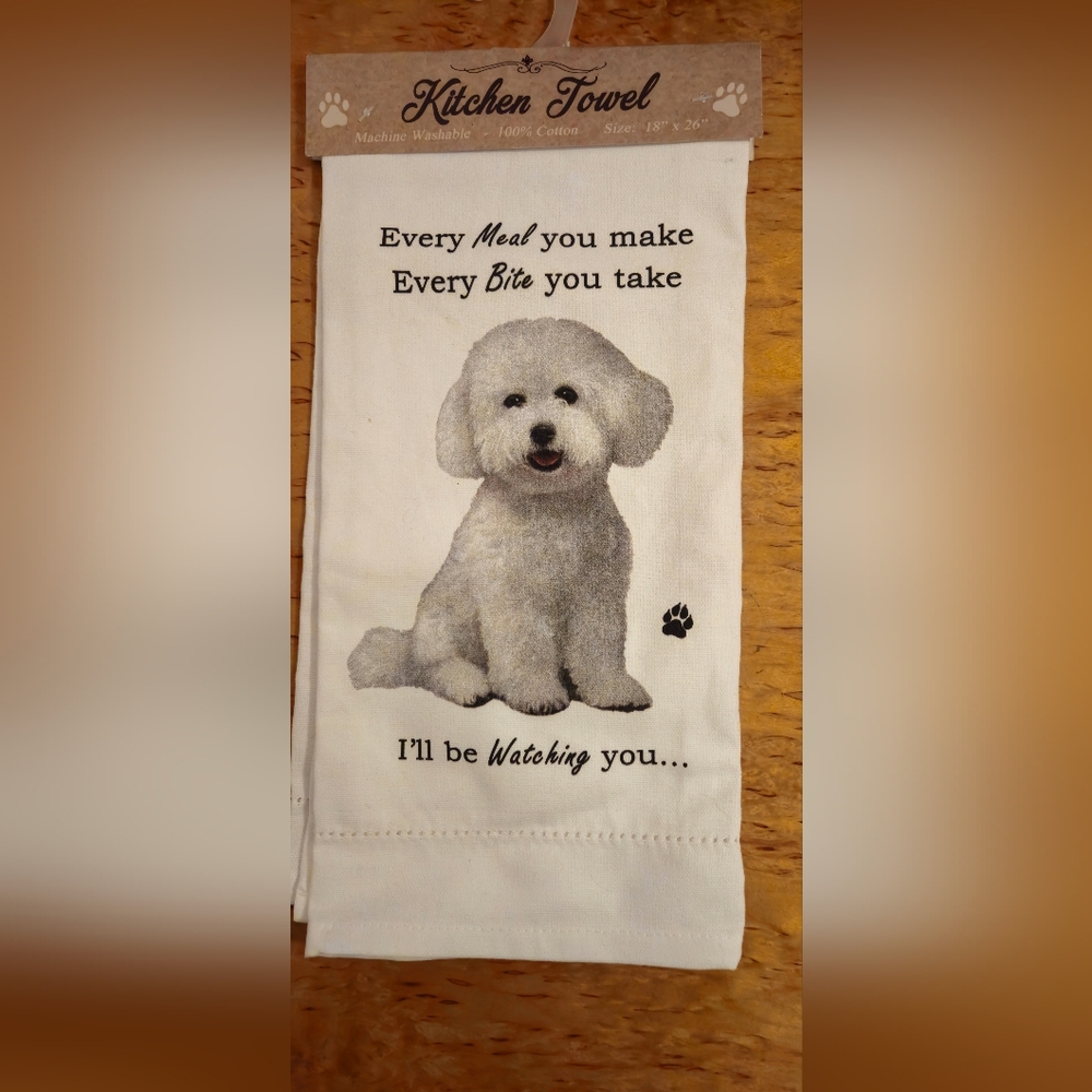 White Dog Print Pet Towel